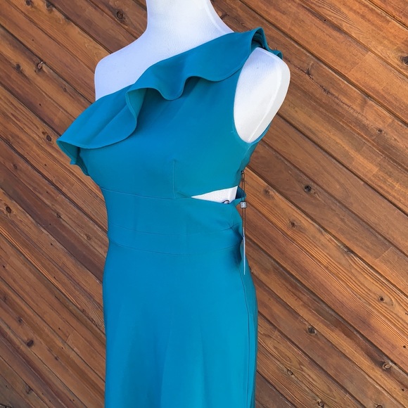 Laundry by Shelli Segal Teal One-Shoulder Gown Size 4 NWT - Picture 6 of 11